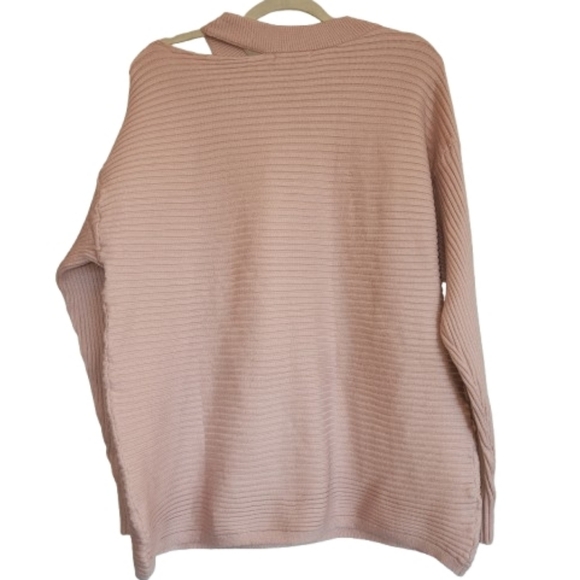 NWT Kirundo Pink Ribbed Sweater with Cutout at Neck/Shoulder  Size XL Soft Cozy - Picture 2 of 10